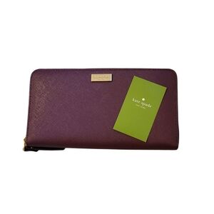 Kate Spade Deep Plum Wallet with Gold Accent
